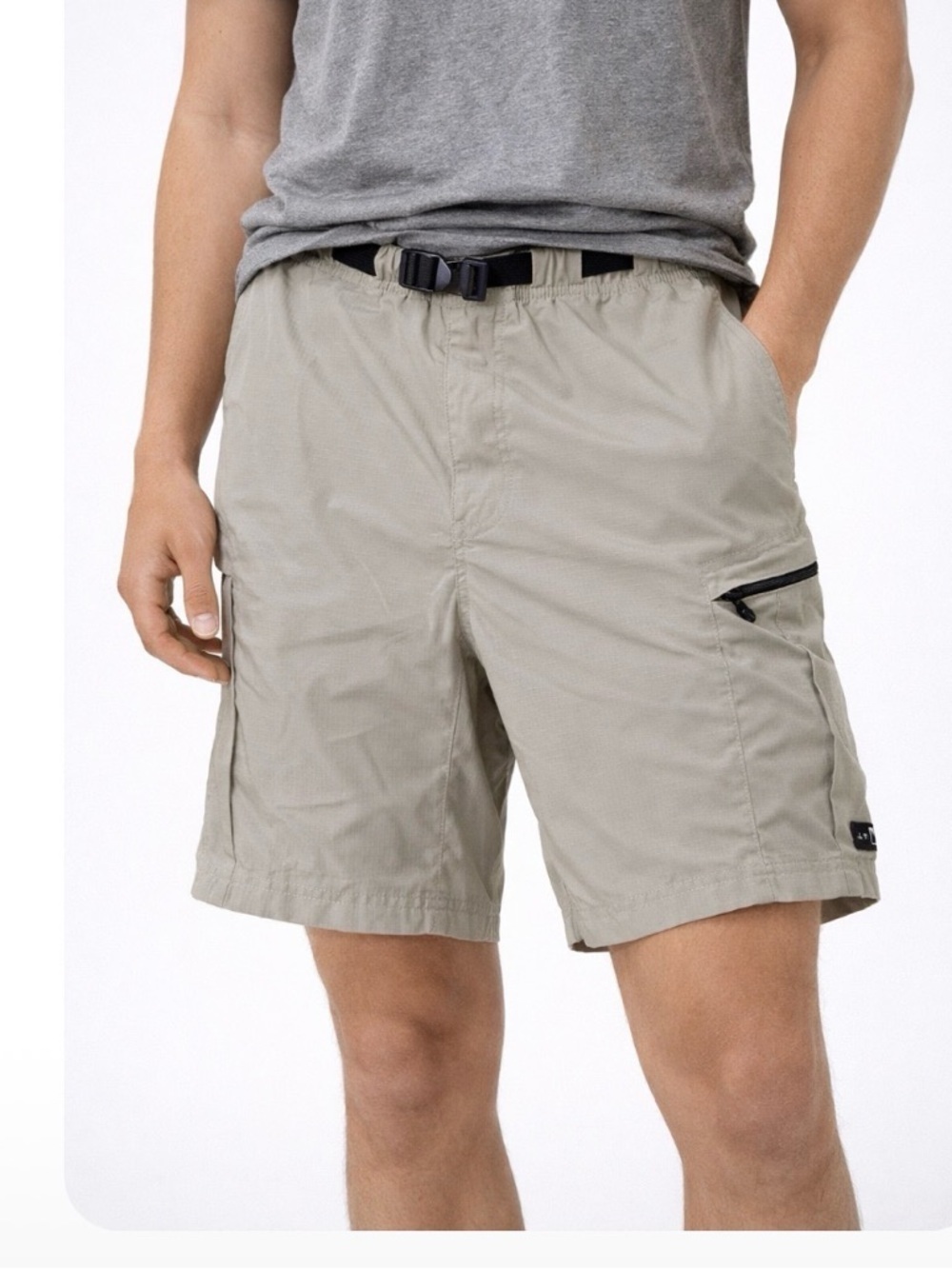 REI Tactical shorts elastic belted waist zip pockets cargo fishing hiking SZ L